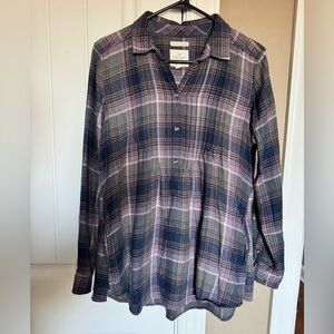 American Eagle Outfitters Plaid Tunic Top - Navy & Lavender